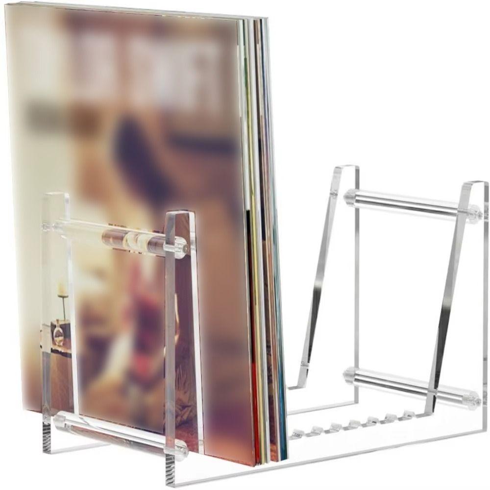 Multi-compartment Desktop Album Storage Holder Acrylic CD Album Display Rack  Document