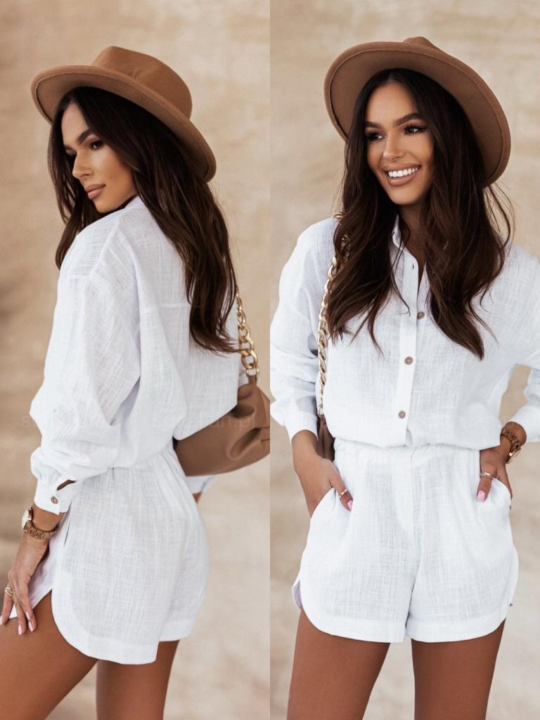 Women's Multi-color Vacation Style Casual Shirt and Shorts Set, 2022