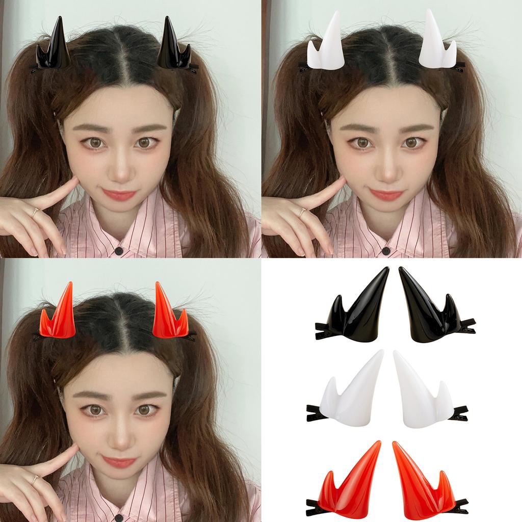 2PCS Devil Horn Hair Clip For Halloween Cosplay Costume Party Hair Accessories Cartoon Hairpins For Women Girls Adults