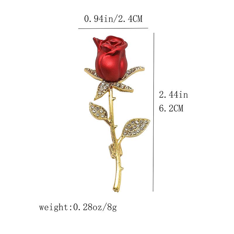 Creative Beautiful Rhinestone Rose Flower Brooches For Women Lady Elegant Flower Pin Summer Wedding Party Valentine'S Day Gift