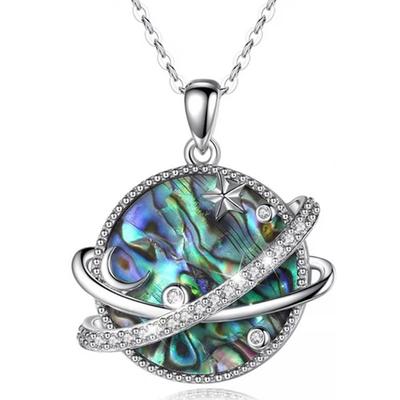 Magical Planet Pendant Necklace Shimmering Jewelry with Sun and Moon Designed Enchanting Planet Neck Jewelry for Woman