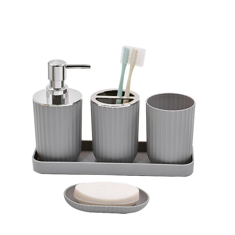 5 Stück/Set Badezimmer Waschset, Badezimmer Mundspülbecher Aufbewahrung, Zahnpflege Zubehör Tablett Set