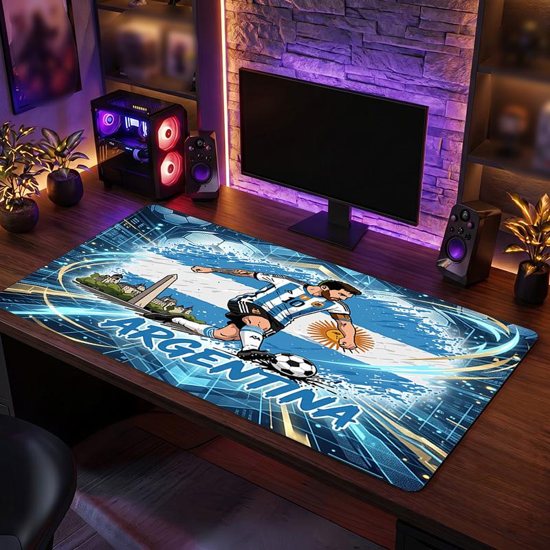 Tappetino Mouse Scudo Calcio Argentina, Tappetino da Scrivania Esteso Antiscivolo in Gomma per Gaming Ufficio Laptop Regalo per Fan
