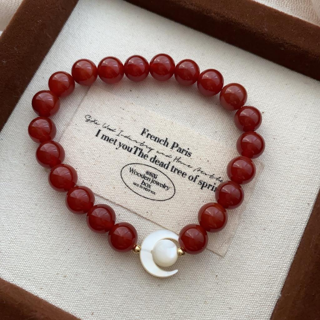 Bracelet Agate Rouge Nanhong, Bracelet Design de Niche, Style National Métaphysique, Fermoir de Sécurité Gourde, Tempérament Élégant, Bracelet, Femmes