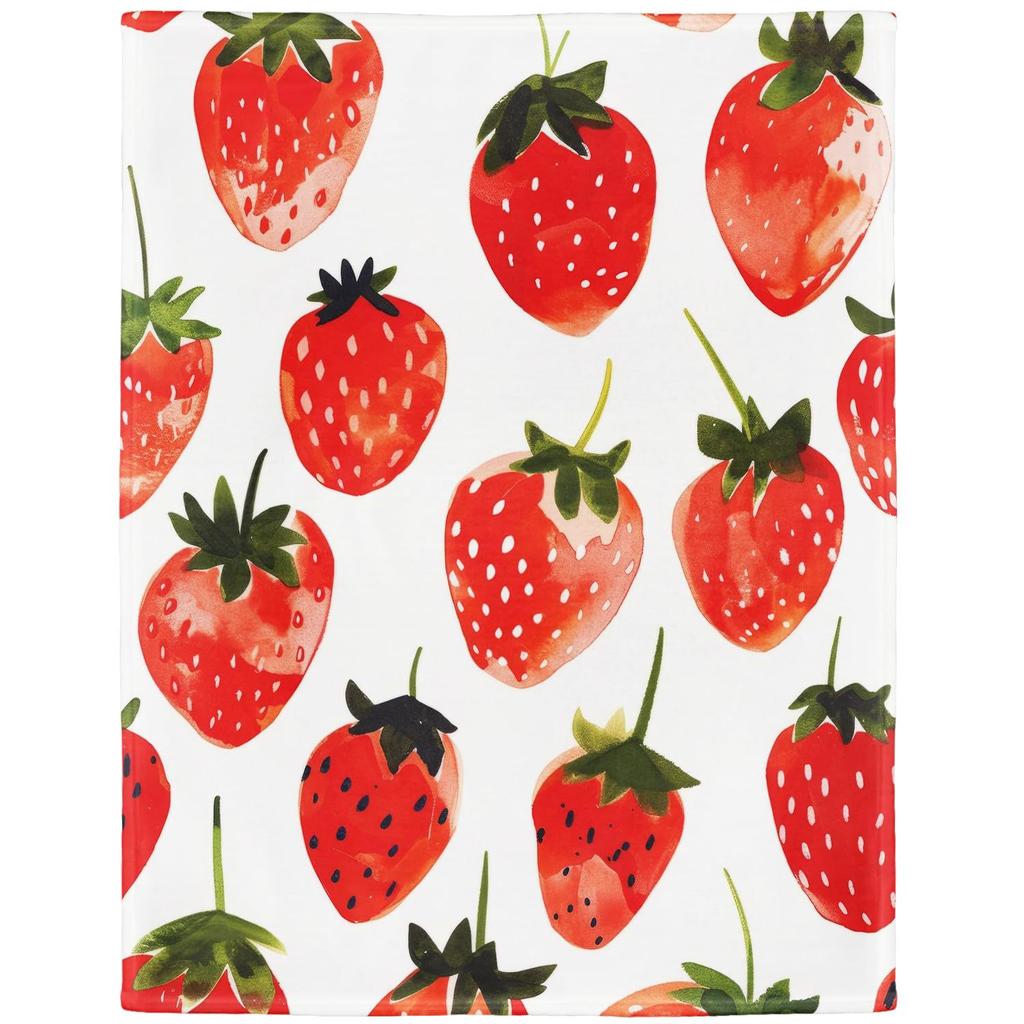 Strawberry Pattern Collection digital-printed polyester Bedroom velvet flannel cover blanket Fleece sofa cover blankets for beds