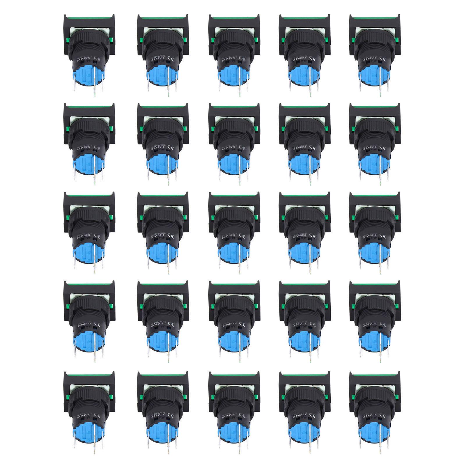 

25Pcs Push Button Switch Self Locking Momentary 16mm Square with Light Set Kit 24VRed зелений