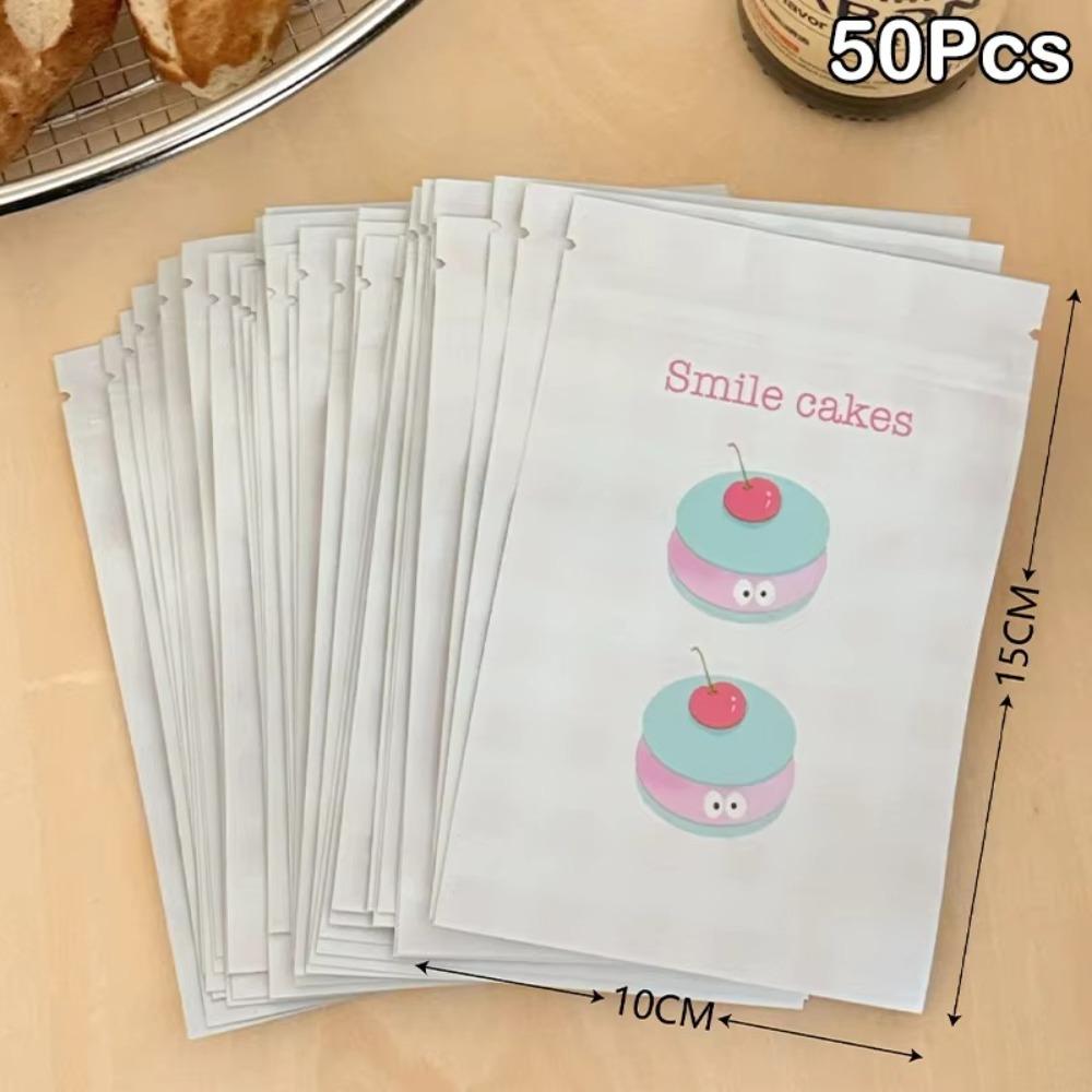 50Pcs/Pack Reusable Biscuit Packaging Bag Cartoon Design Gift Pouch  Package Supplies