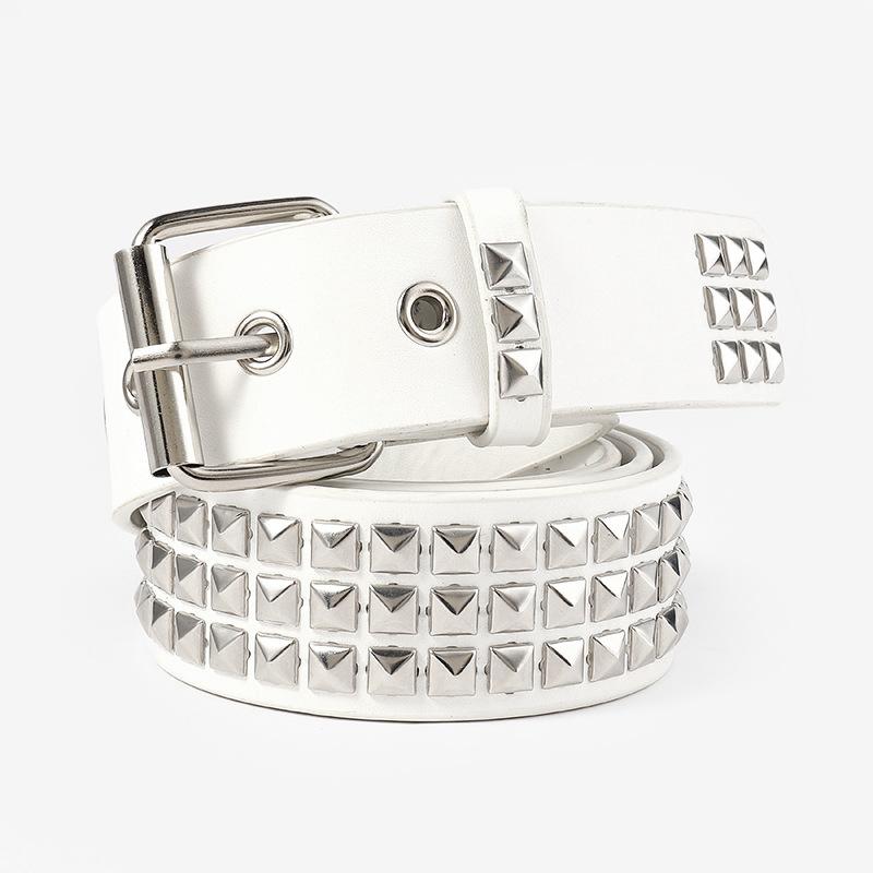 New Punk European and American Pyramid Cyber Subculture Gothic Square Bead Rivet Belt for Women