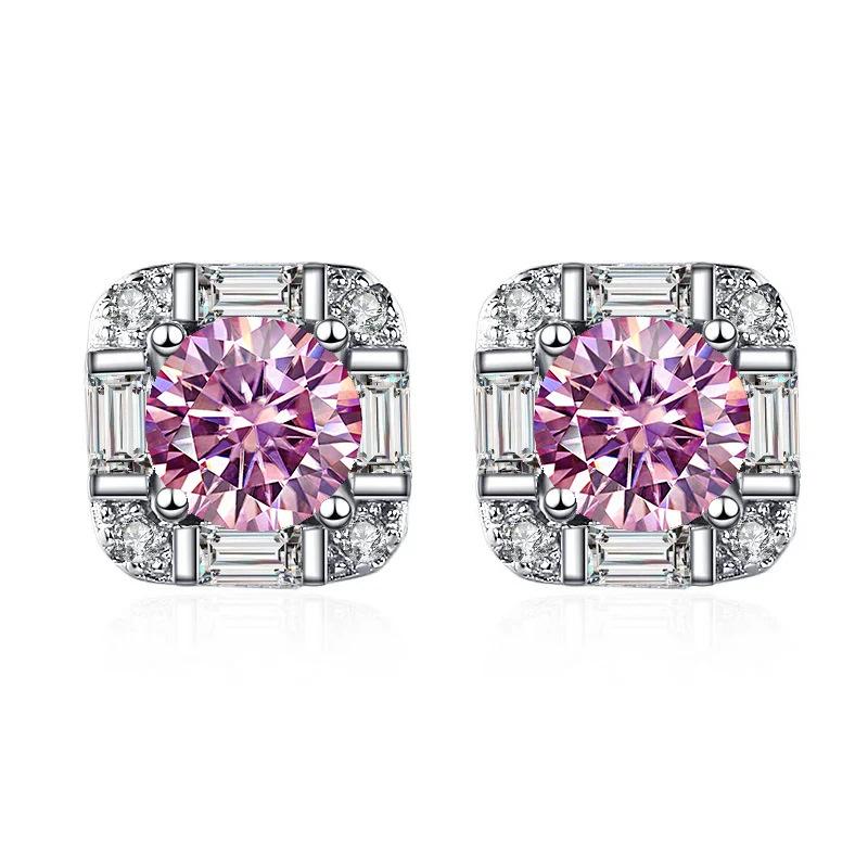 5mm S925 Silver Geometric Square Stud Earrings Mini Elegant Fashion Moissanite Earrings D VVS1 Delicate Jewelry