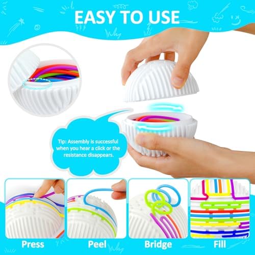 Sensory 3D Fidget Ball with 16 Strings - Stress Relief Toy for Autism & ADHD Kids & Adults - Home School Travel Anxiety Relief