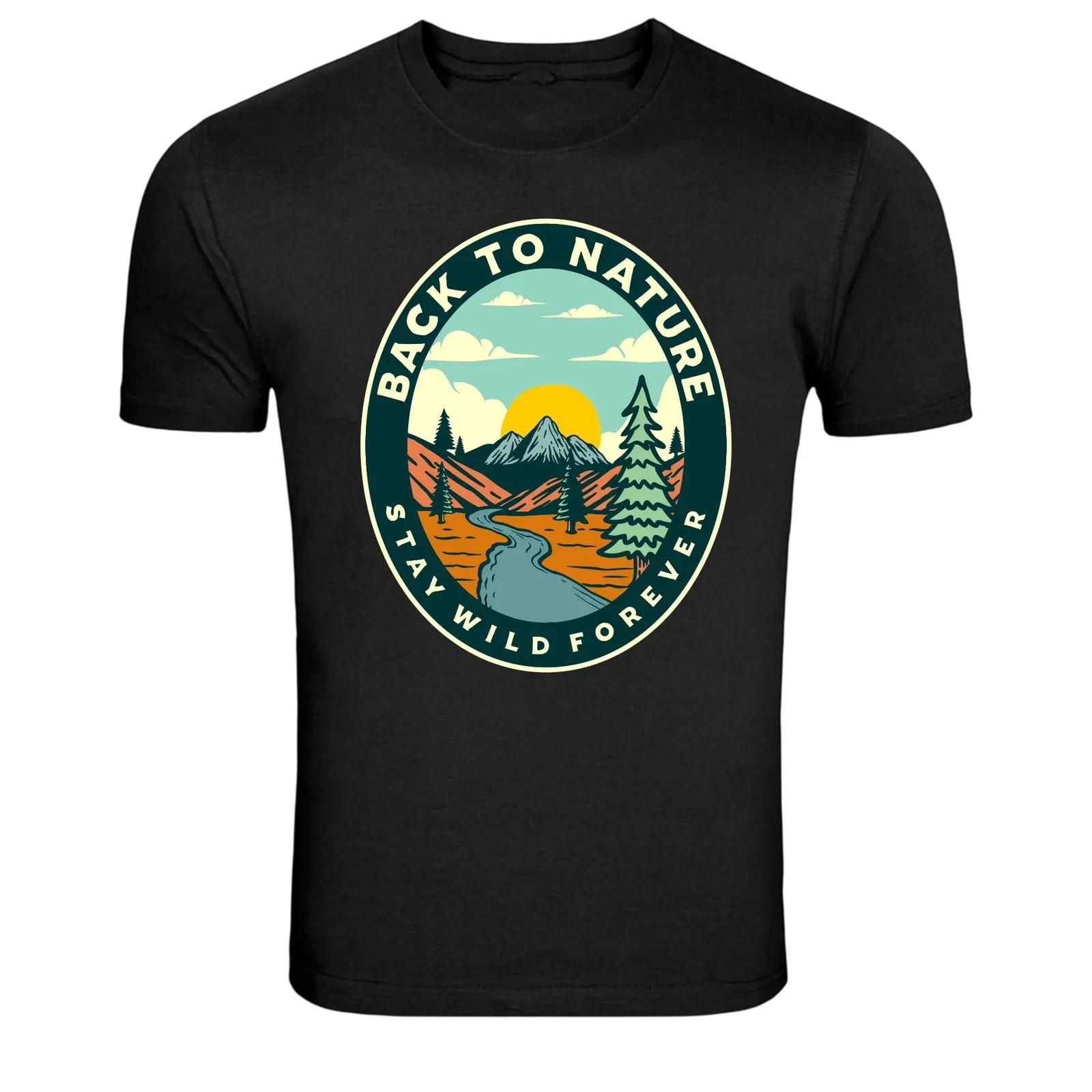 Back To Nature Stay Wild Forever Hiking Graphic T Shirt S