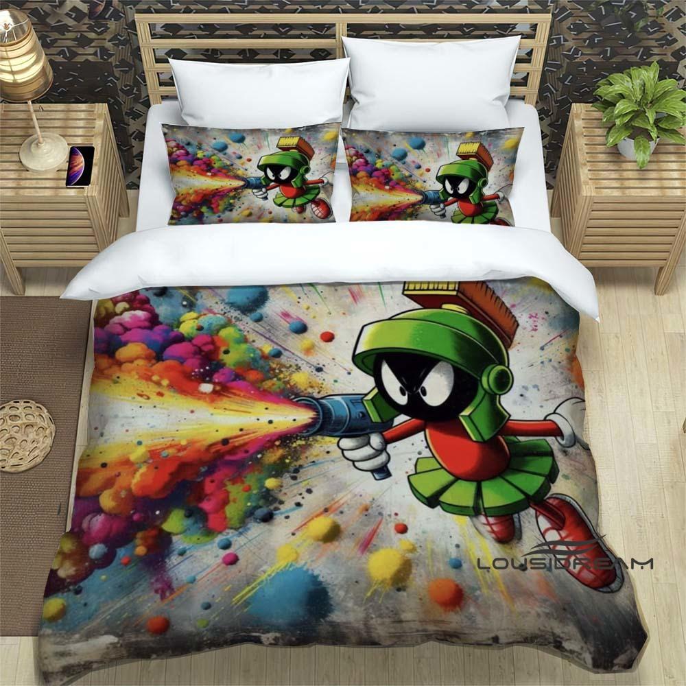 2026 New Cartoon "Marvin The Martian" Themed Duvet Cover and Pillowcase Set, Children's Bedding Set, Bedroom Decor