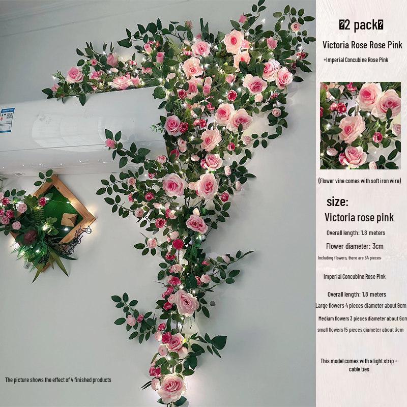 Rose Vine Artificial Flower Decor for Air Conditioner Pipes or Balcony Railings