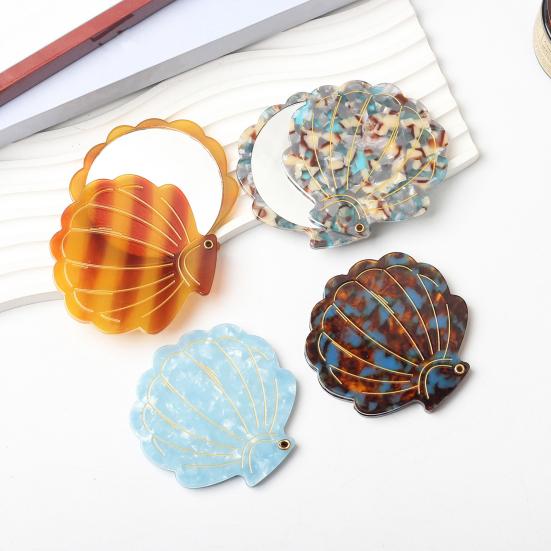 

Зеркало для макияжа в форме ракушки, портативное дорожное, складное зеркало для макияжа из уксусной кислоты, легкое, женское, для девочек, ручное косметическое зеркало красный