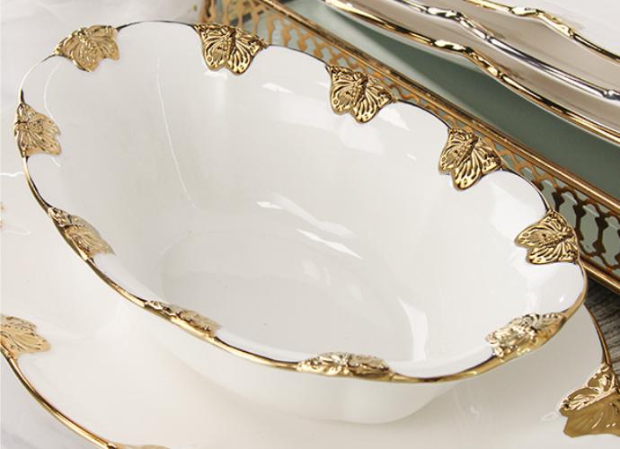 Butterfly Ceramic Dining Plate Steak Plate Sushi Plates Fish Dish Soup Plates Dessert Bowl Cake Stand Snack Bowl Fruit Bowl Tray