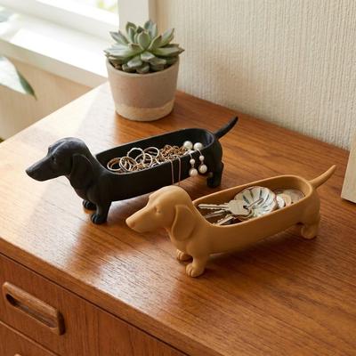 Blumentopf 3D-gedruckter Dackel Aufbewahrungsschale Kunststoff Tier Würstchenhund Pflanzgefäß Lustig Schmuck Auffangschale Büro
