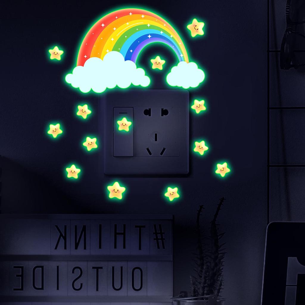 Luminous Rainbow Star Fluorescent Wall Stickers for Bedroom Decor