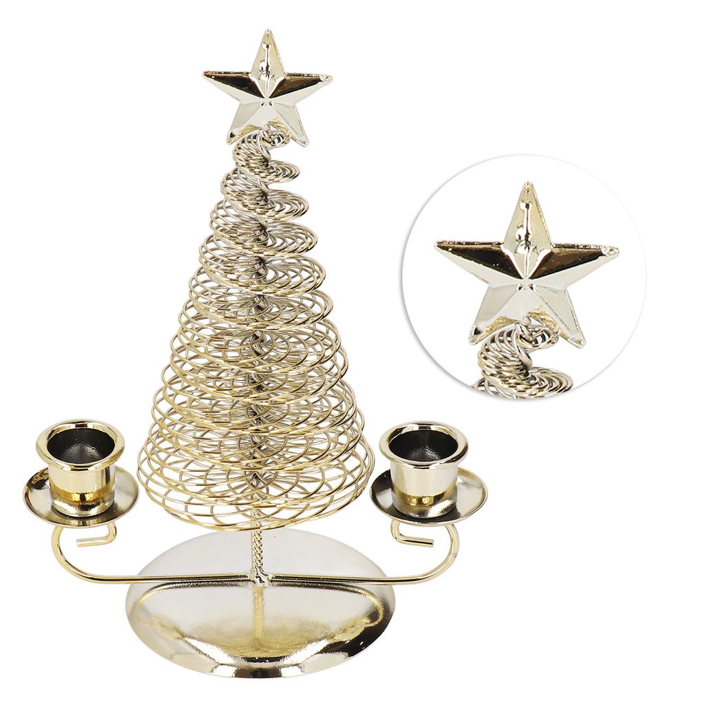 Candlestick Ornaments European Metal Christmas Tree Shape Wax Candle Holder Home Decoration Double