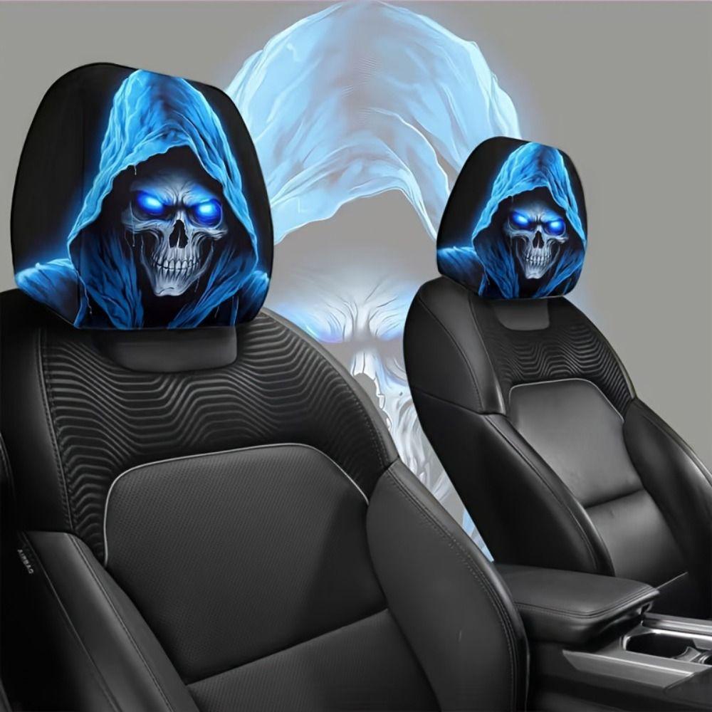2pcs Vivid Printed Patterns Seat Headrest Protectors Auto Interior Decoration Cover Year Round Use