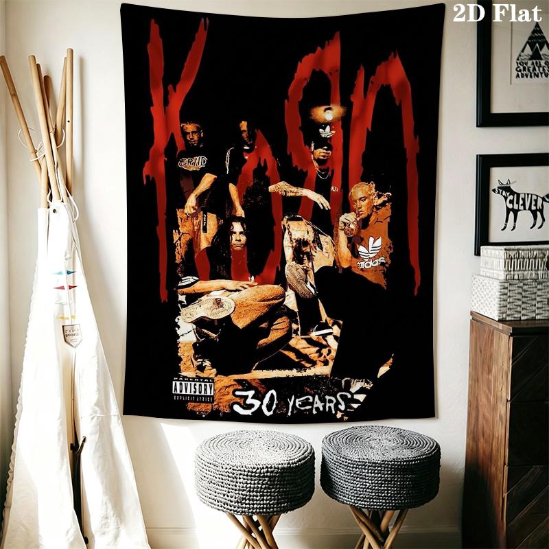 Korn Wall Tapestry Aesthetic Wall Hanging Printed Fabric Blanket Decorative Tapestries for Bedroom Living Room Home Decor