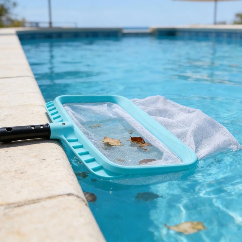 Leaves Rakes Meshes Frame Net Skimmer Cleaner Swimming Pool Spa Tool with Comfortable Ergonomic Handle