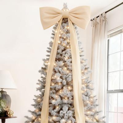 Adorno para Copo de Árbol de Navidad de Terciopelo Extra Grande de 180 cm Lazos para Decoración de Hogar, Pared, Fondo, Cumpleaños, Boda