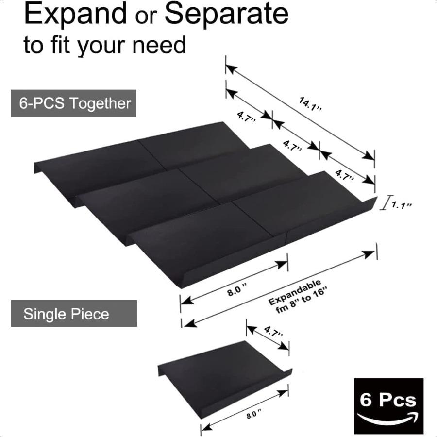 

Expandable Spice Rack Drawer Organizer for Kitchen Cabinets Set of 6 ABS United States