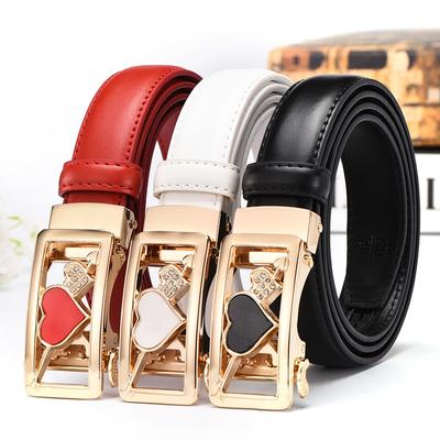Mode Frauen Echtes Leder Gürtel Herz Diamant Automatische Schnalle Gürtel für Dame Jeans Kleid Hight Qualität Gürtel