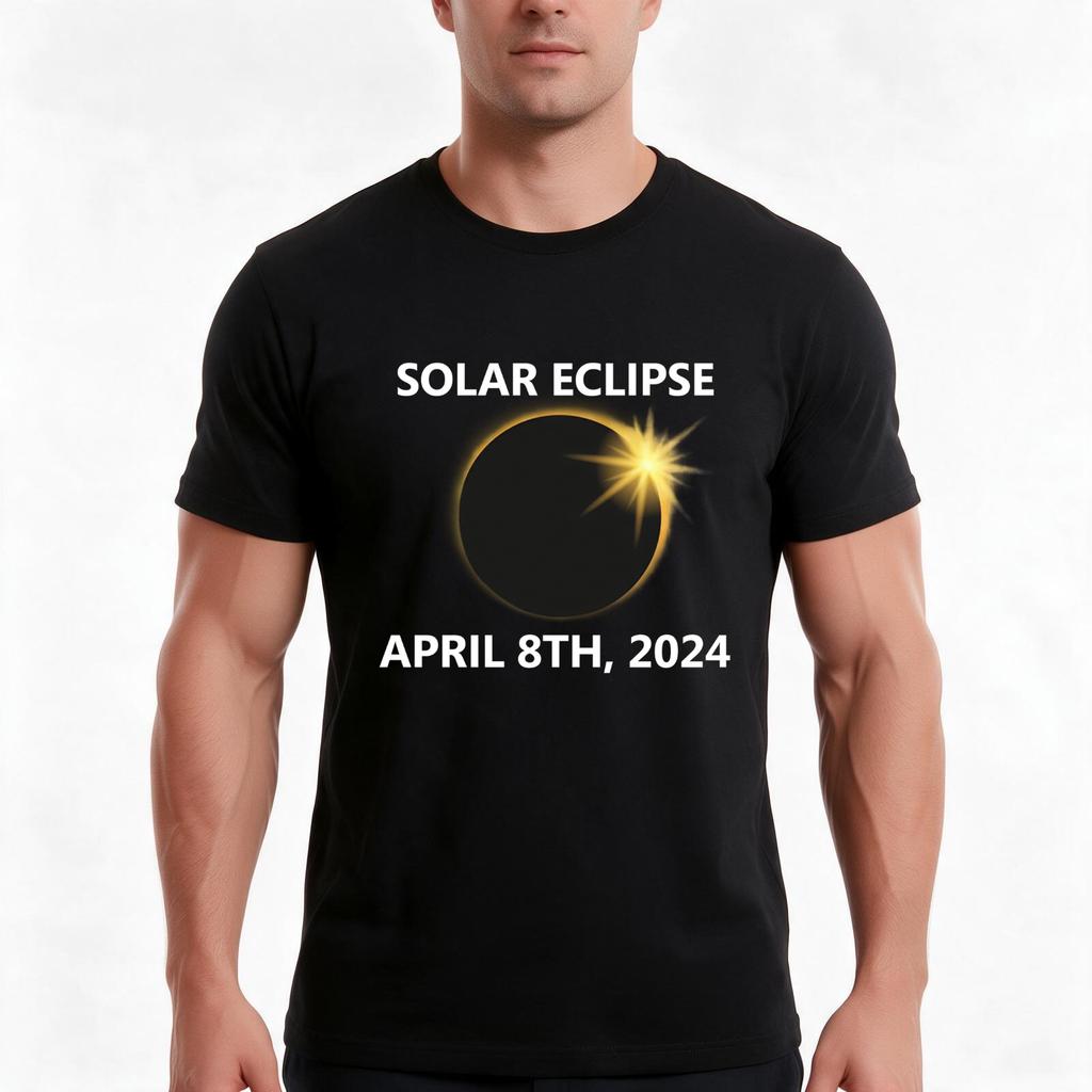 April Th Solar Eclipse TShirt Summer Casual Cotton Tee Oversized Streetwear Tops Vintage Graphic Print Cotton