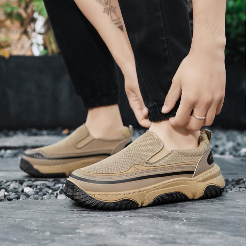 Men's Casual Shoes 2025 Summer Mesh Breathable Platform Sneakers Fashion Comfortable Height Increase Slip on Vulcanized Shoes