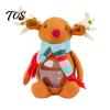 Decorative Treat Holder Christmas Candy Jar, 3D Plush Reindeer Bear Clear Container Seasonal Gift Packaging with Scarf, Holiday Snack Storage Box for