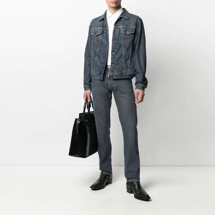 OFF-WHITE SS21 Denim Jackets Men's Denim Blue Lapel Moderate Straight Fit OMYE054S21DEN0044701