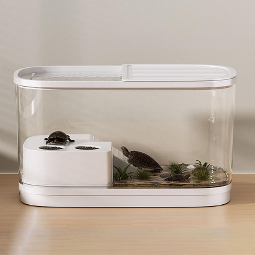 Plastic Aquarium Turtle Tank Kit with Basking Ramp Turtle Terrarium for Crabs Fishes Amphibians Reptiles Small Fish Tank