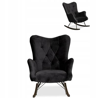 Luna Scandinavian Wing Chair, Rocking, On Runners,, Deep Black