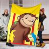 Curious George Theme Printed Blanket - Perfect for Couch, Bed, Travel & Outdoor Use | Machine Washable, Cozy & Durable.