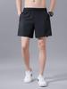 Men's Ice Silk Quick-Dry Fitness Shorts, Three-Quarter Length with Zipper Pockets