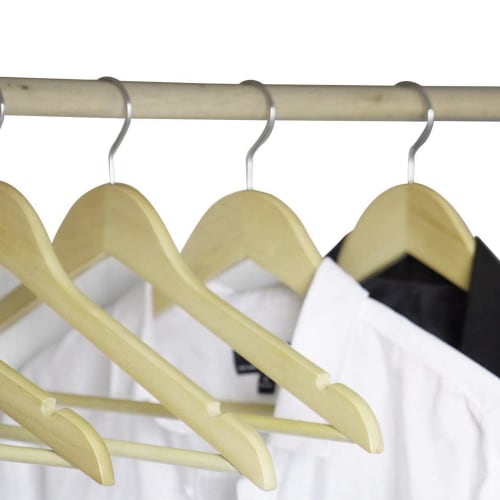 YAMLGHT Wooden Hangers, Natural Wood Grain Maple Wood for Suits, Shirts, Jackets, and Coats, Slim Design with Non-Slip Grooves, Anti-Deformation Trous