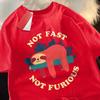 Nicht schnell Nicht wütend Süßes Faultier Herren T-Shirts Hip Hop Rundhals Kurzarm Sommer Baumwoll Tops Lässig Schweiß Übergröße T-Shirts