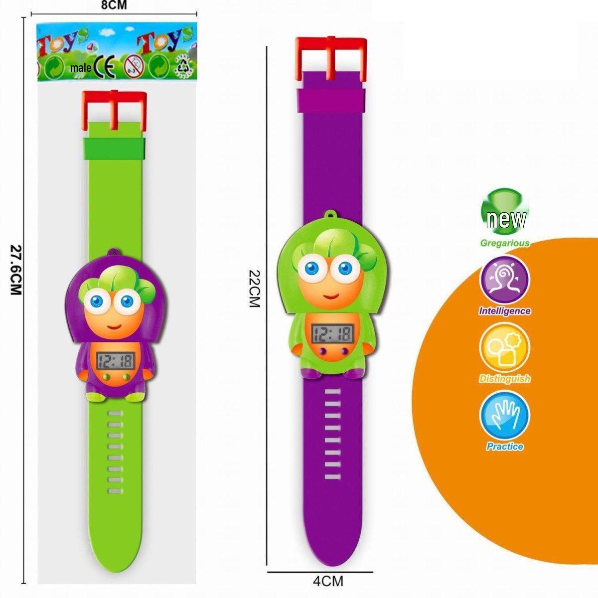 

Мультяжные силиконовые часы-игрушка в форме фруктов для детей - Веселый подарок для детсадовцев и учеников начальной школы