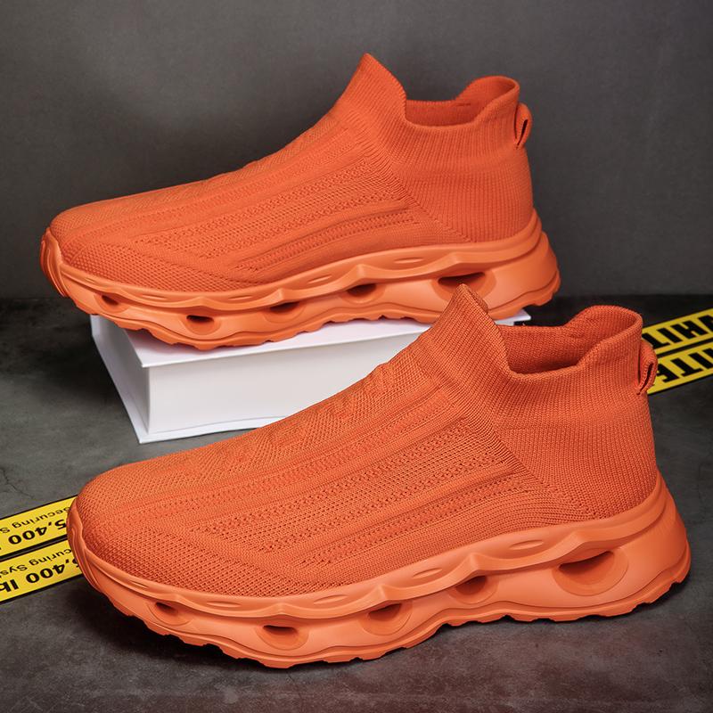 Fashion Orange Mens Sock Shoes Plus Size 48 Lightweight Platform Casual Sneakers Women Sports Walking Shoes Man Running Shoes
