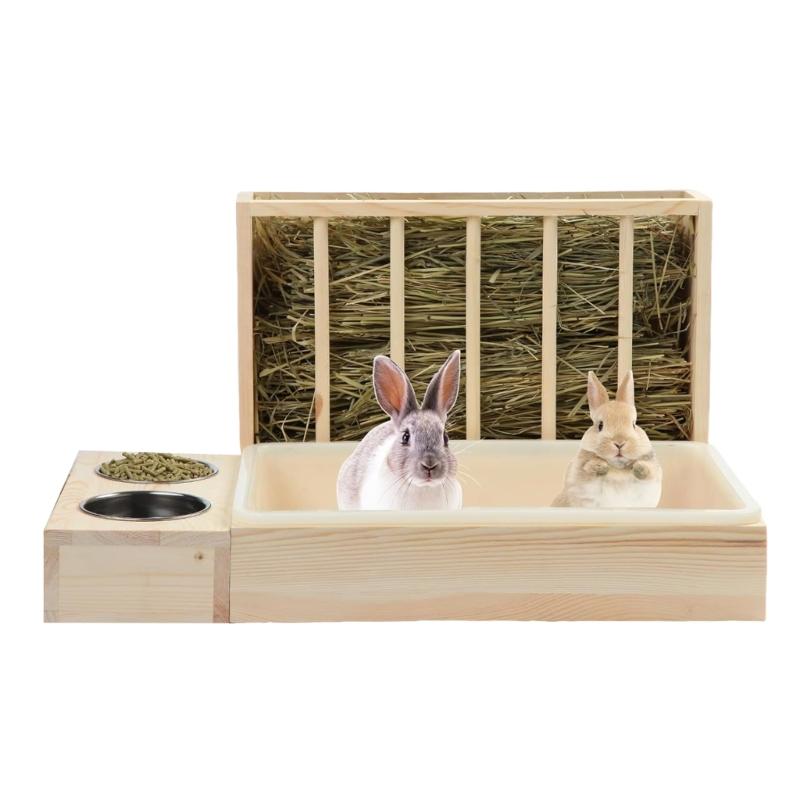 Kaninchenställe mit herausnehmbarer Schublade Langlebige Holz-Kleintierfutterspender für Chinchillas Hamster