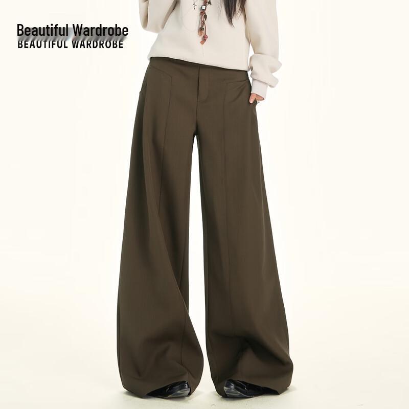 BEAUTIFUL WARDROBE Women s High-Waisted Wide-Leg Pleated Suit Pants S