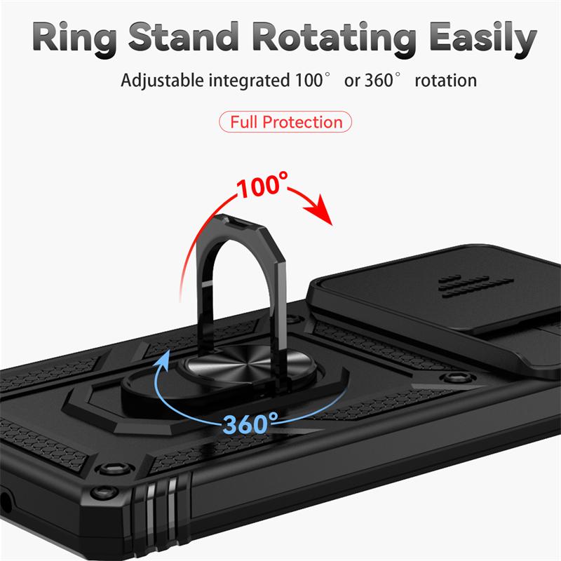 For Xiaomi Poco M6 Pro 4G Case Slide Camera Armor Phone Case For Poko Little M 6 6M PocoM6 M6Pro Magnetic Holder Ring Back Cover