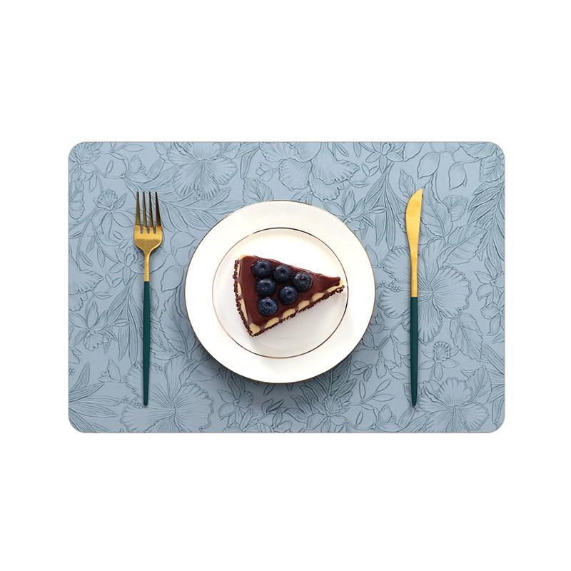 Light Luxury Leather Placemat Hotel Double-sided Embossed Square Dining Table Insulation Mat Waterproof and Oil-proof Placemat Bowl Mat Tableware