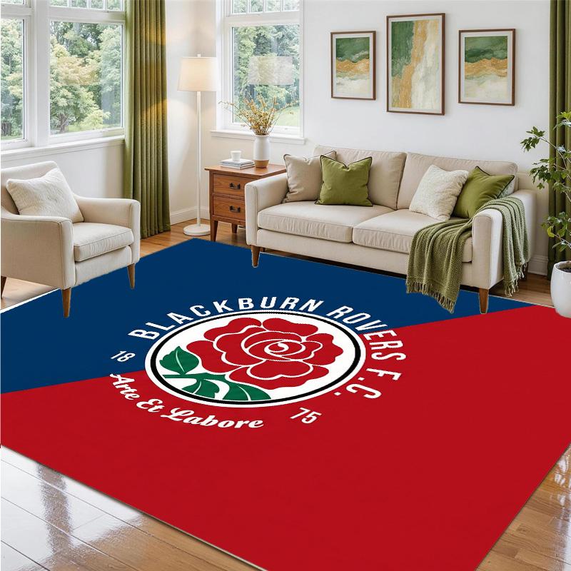 Blackburn Rovers Football Design Crystal Velvet Rug Soft Decorative Mat for Bedroom Entrance