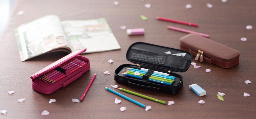 Raymay Fujii Pen Large Topliner Pink FSB602P Case, Capacity, Leather,