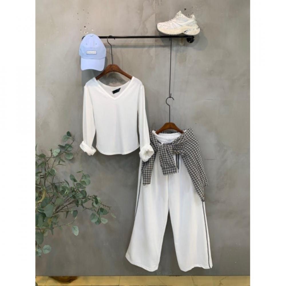 C S In The Room Kori StitCh waiSt Belt bandIng Wide pantS 3 Color