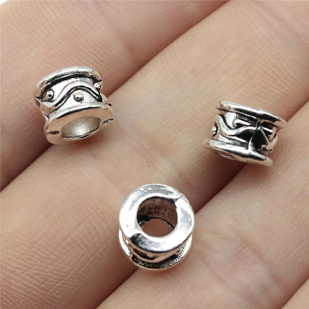 20pcs Antique Silver Color European Big Hole Beads Spacer Beads Charm Pendants Jewelry Accessories DIY