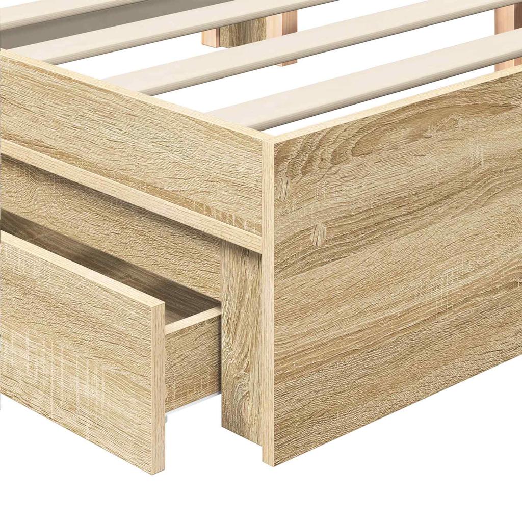 Storage Bed Sonoma Oak 180 x 200 cm Particleboard