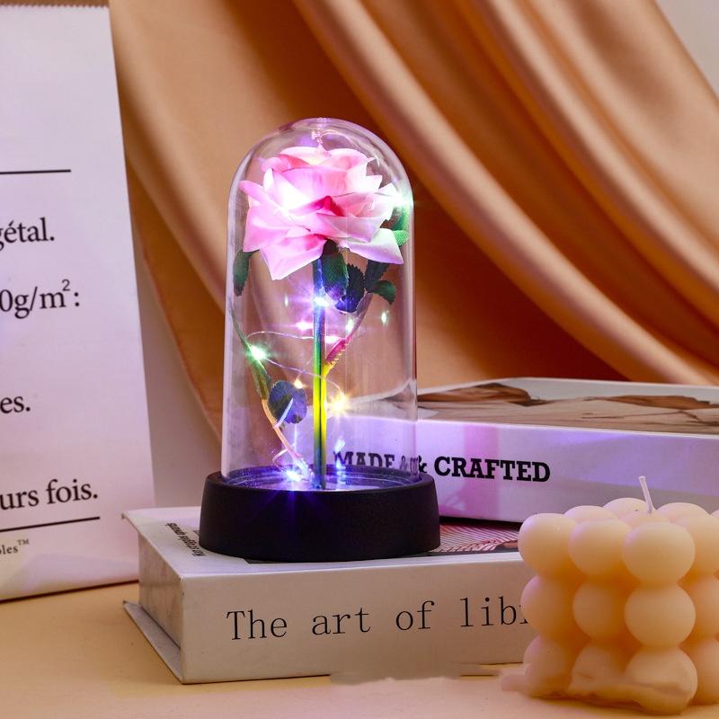 

Artificial Flowers LED Red Rose Creative Valentine s Day Gift Rose In Plastic Cover With Stand Light Up Rose Wedding Decoration